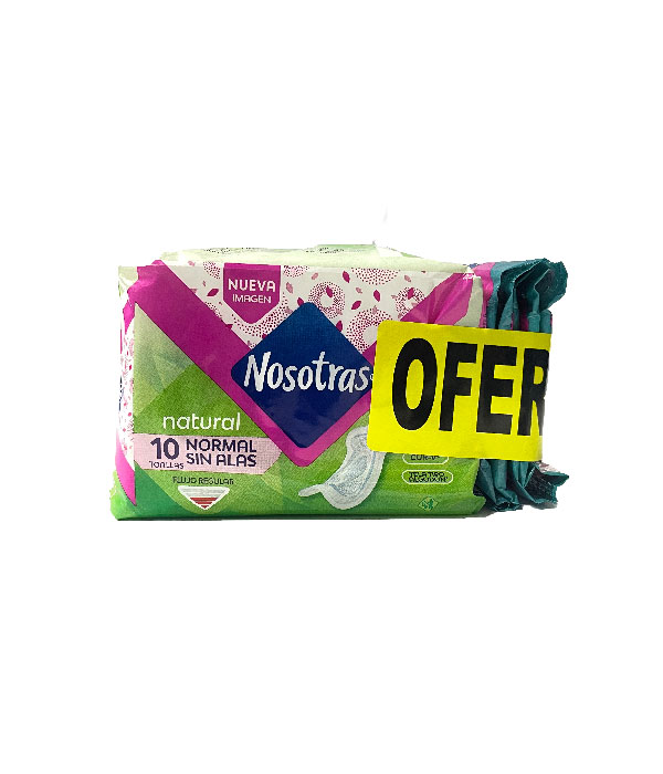 TOALLAS NOSOTRAS NORMAL NATURAL BOLSA X 10 UNDS + 5 PROTECTORES